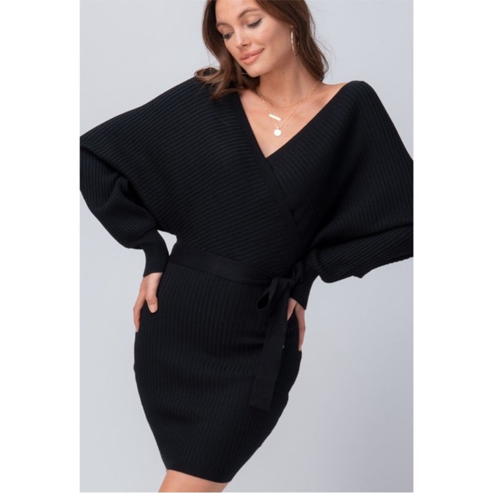 Love Tree Black Ribbed Dress - Picture 5 of 5